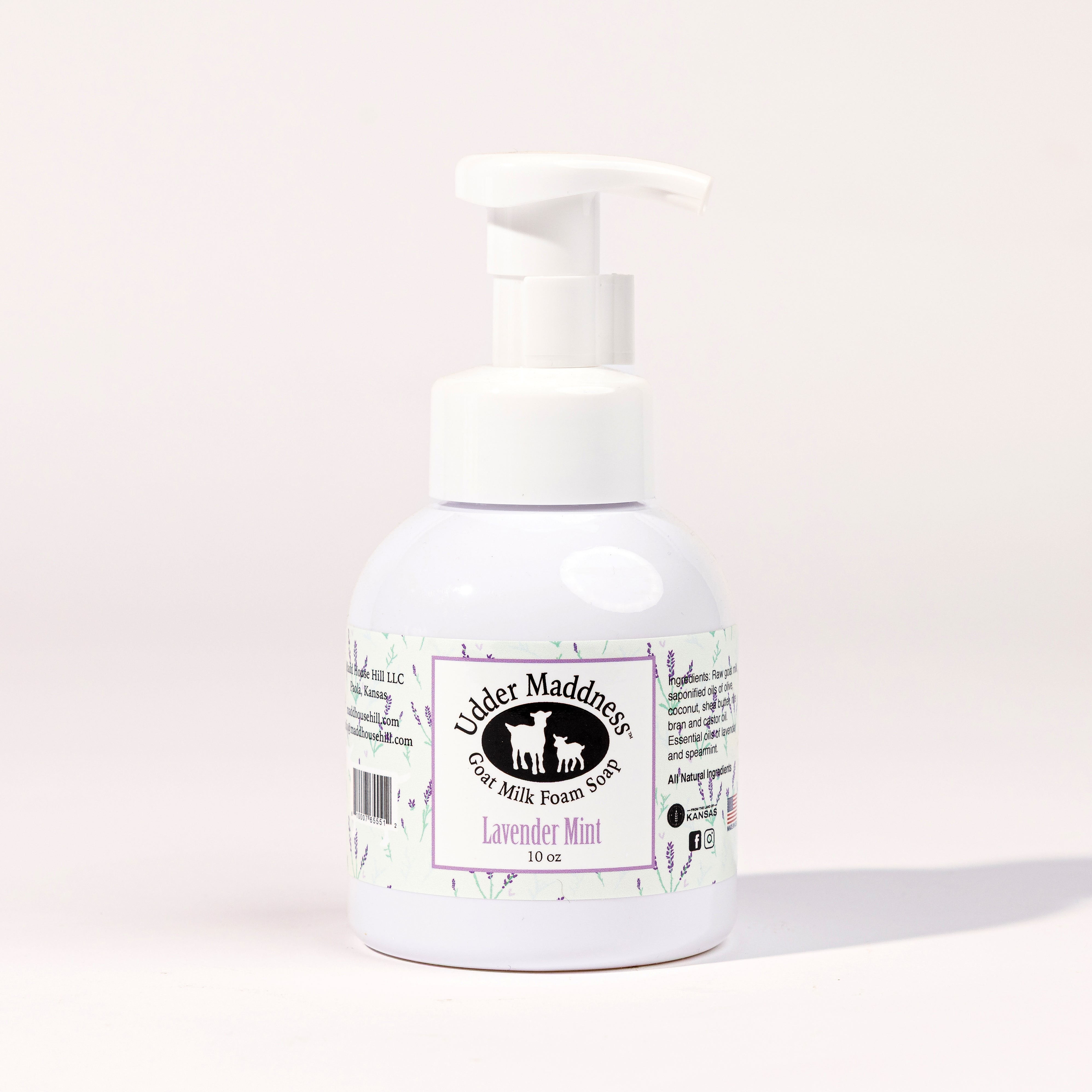 Madd House Hill Udder Maddness Lavender Mint Goat Milk Foam Soap — all-natural moisturizing foaming hand soap, pump bottle, 10 oz
