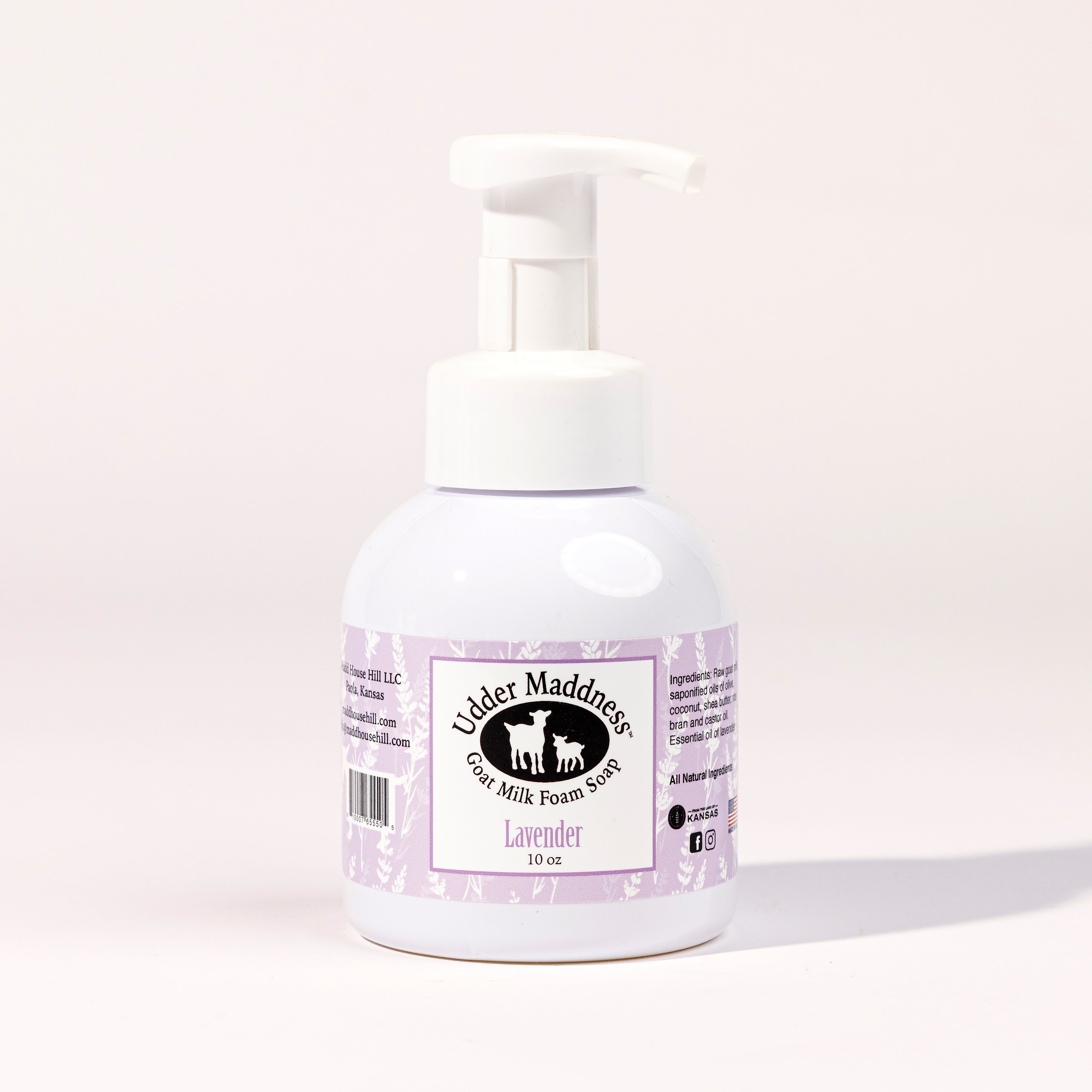 Madd House Hill Udder Maddness Lavender Goat Milk Foam Soap — all-natural moisturizing foaming hand soap, pump bottle, 10 oz