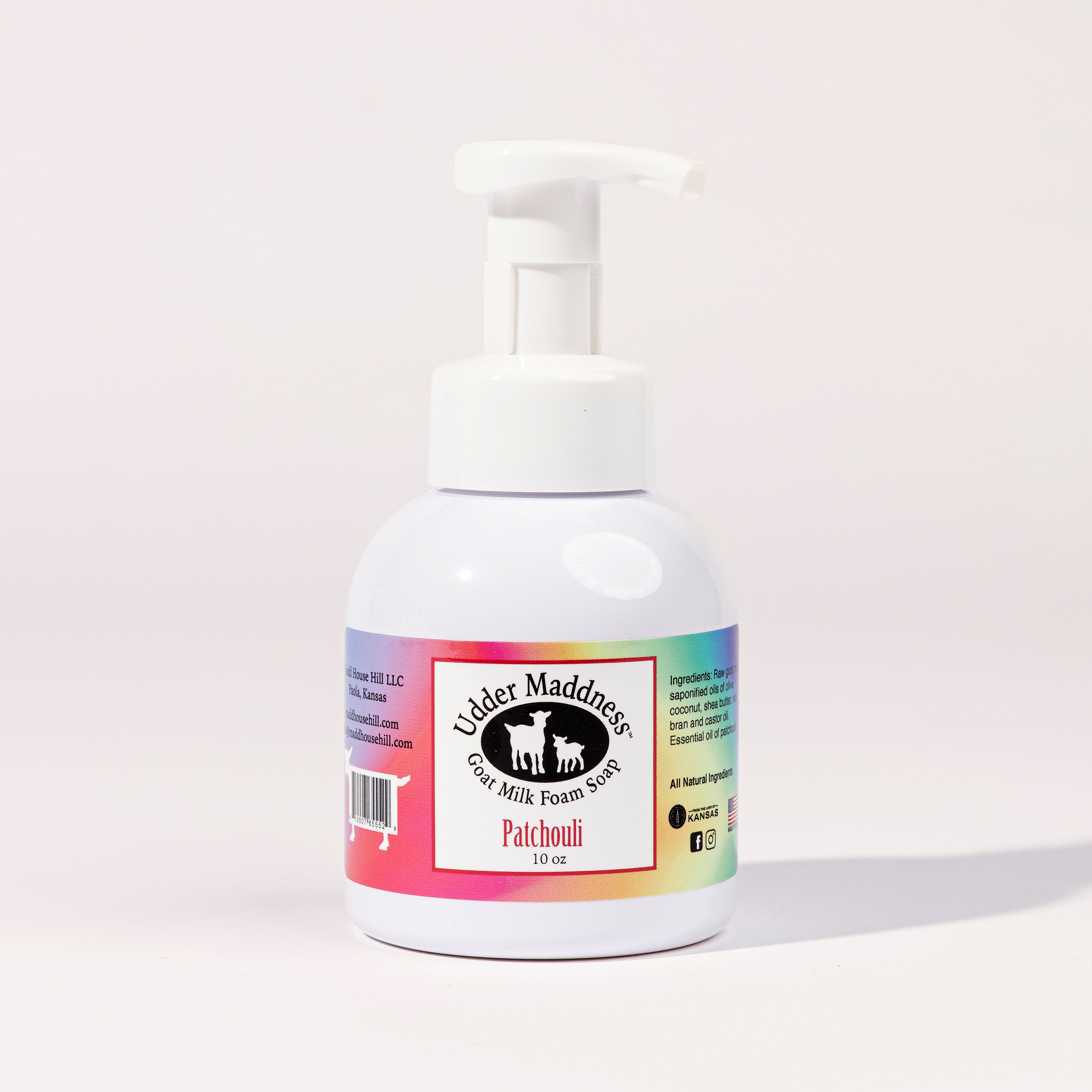 Madd House Hill Udder Maddness Patchouli Goat Milk Foam Soap — all-natural moisturizing foaming hand soap, pump bottle, 10 oz
