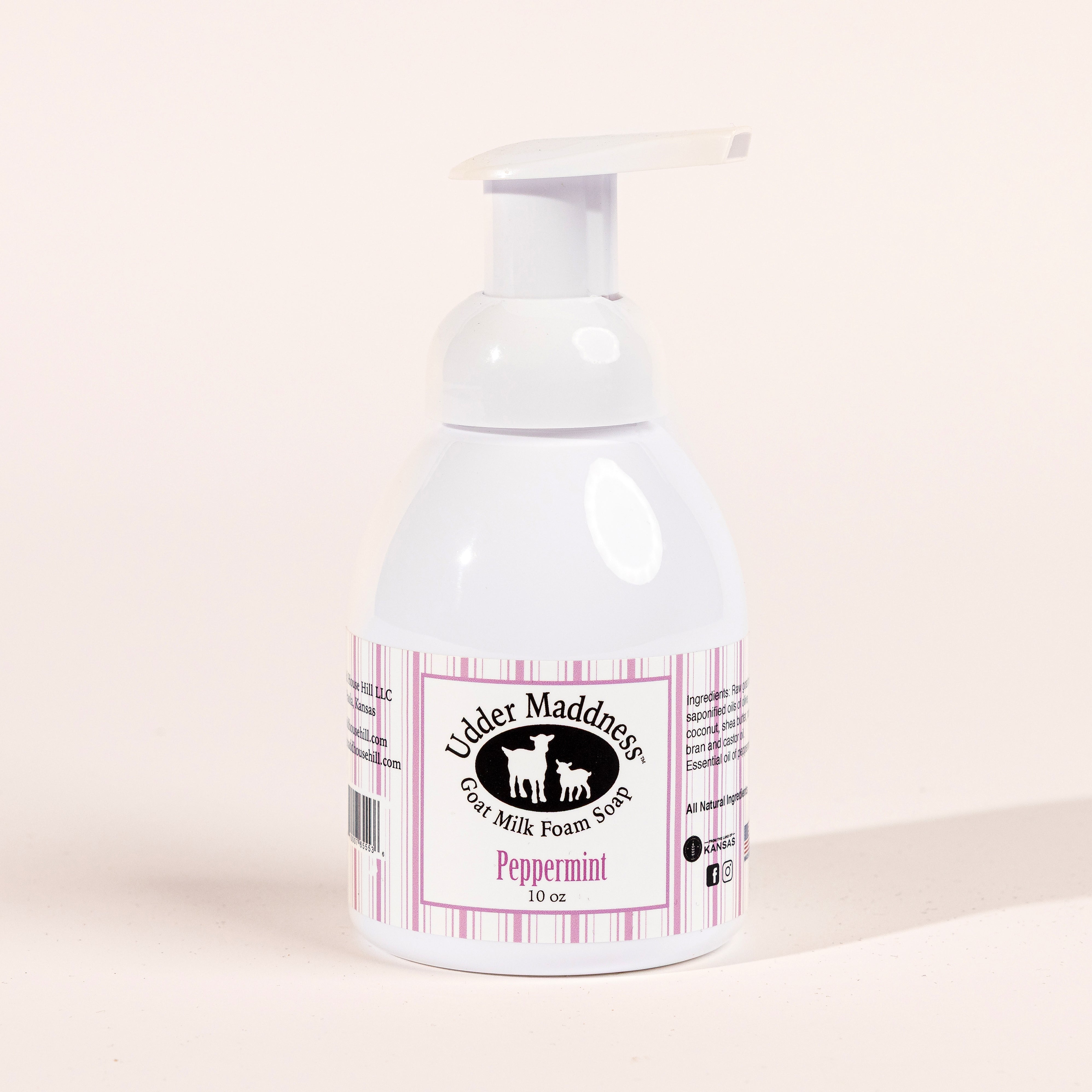 Madd House Hill Udder Maddness Peppermint Goat Milk Foam Soap — all-natural moisturizing foaming hand soap, pump bottle, 10 oz
