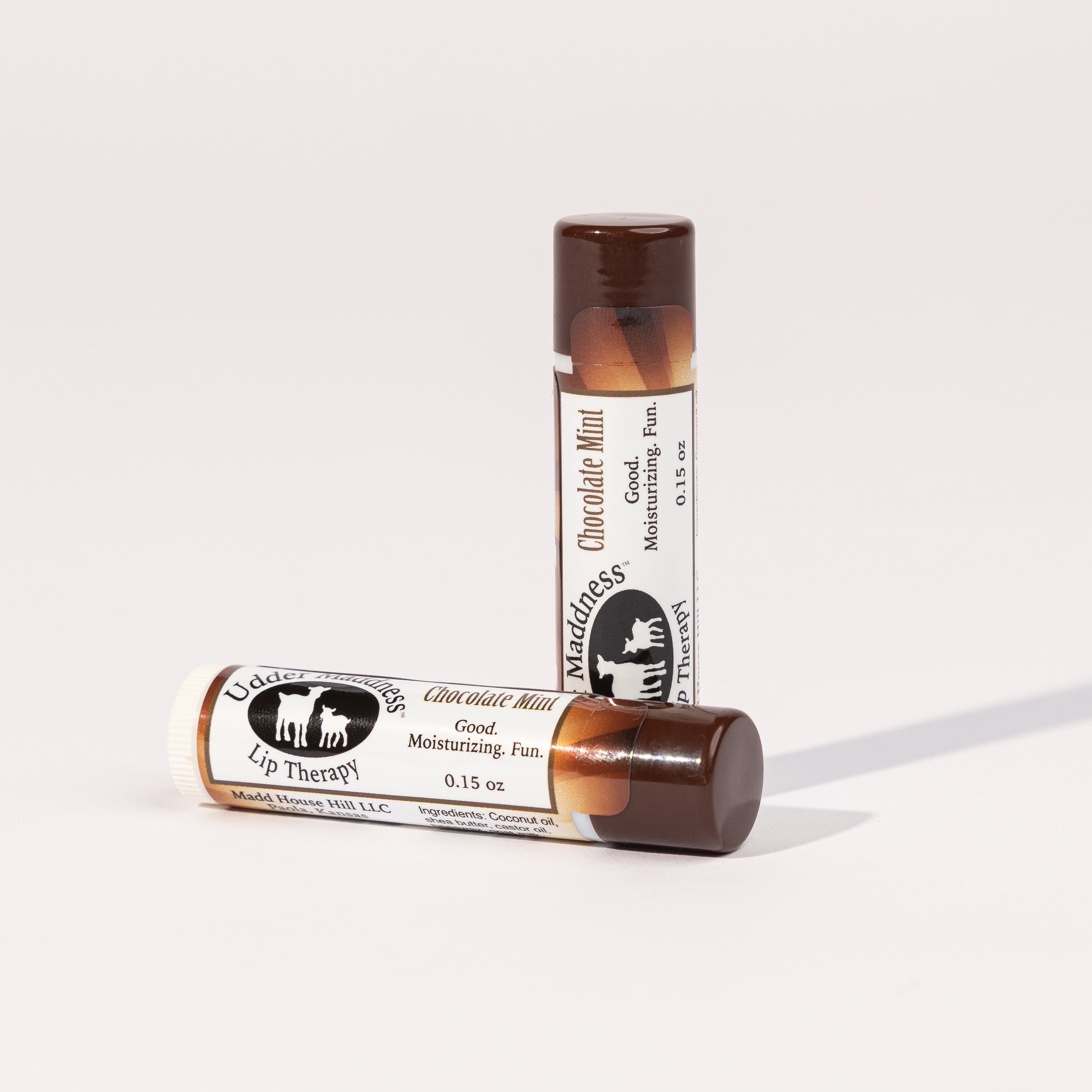Madd House Hill Udder Maddness Chocolate Mint Lip Therapy all-natural moisturizing lip balm, good clean fun, 0.15 oz