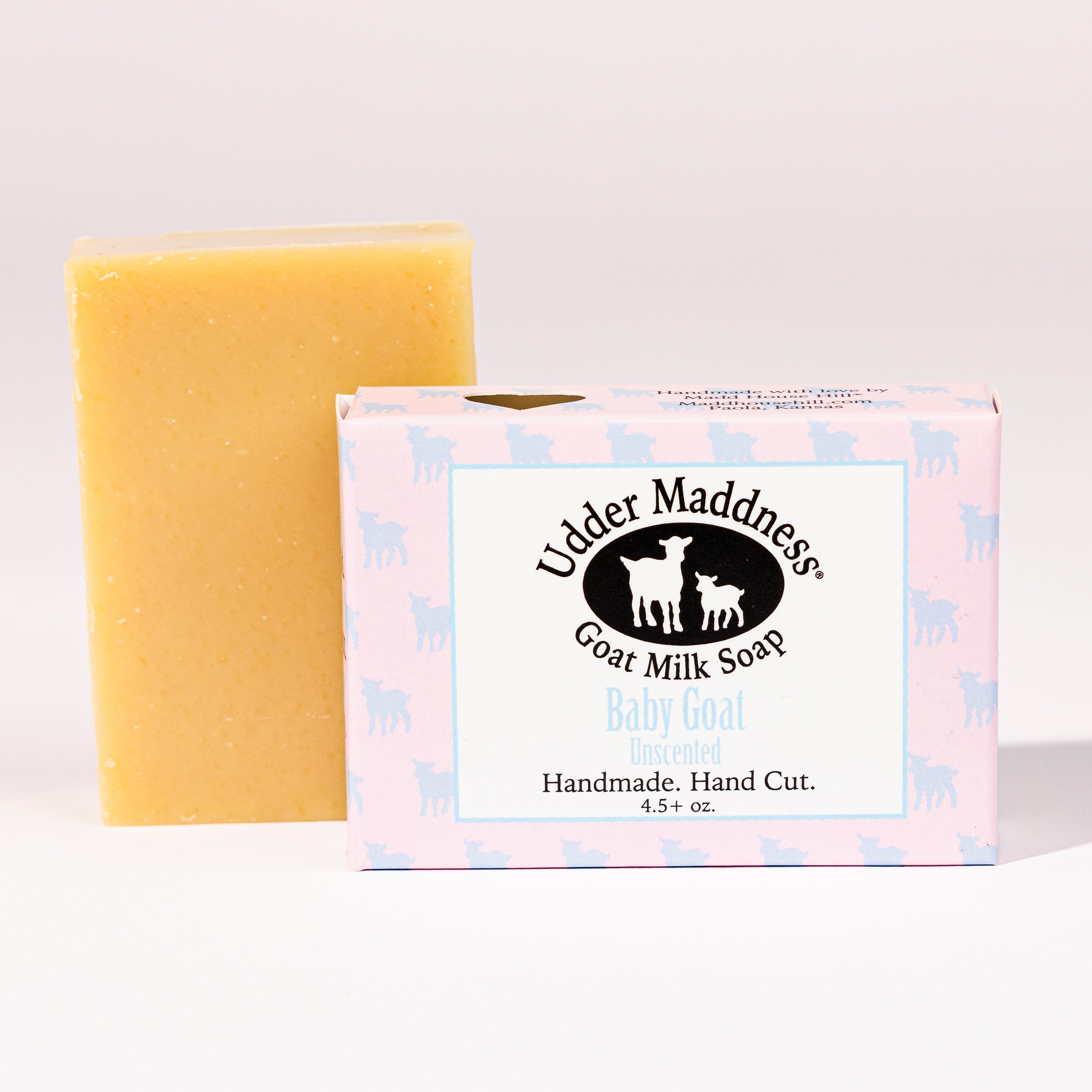 Madd House Hill Udder Maddness Unscented Goat Milk Soap — handmade hand cut bar with packaging, all-natural goat milk soap, 4.5 oz
