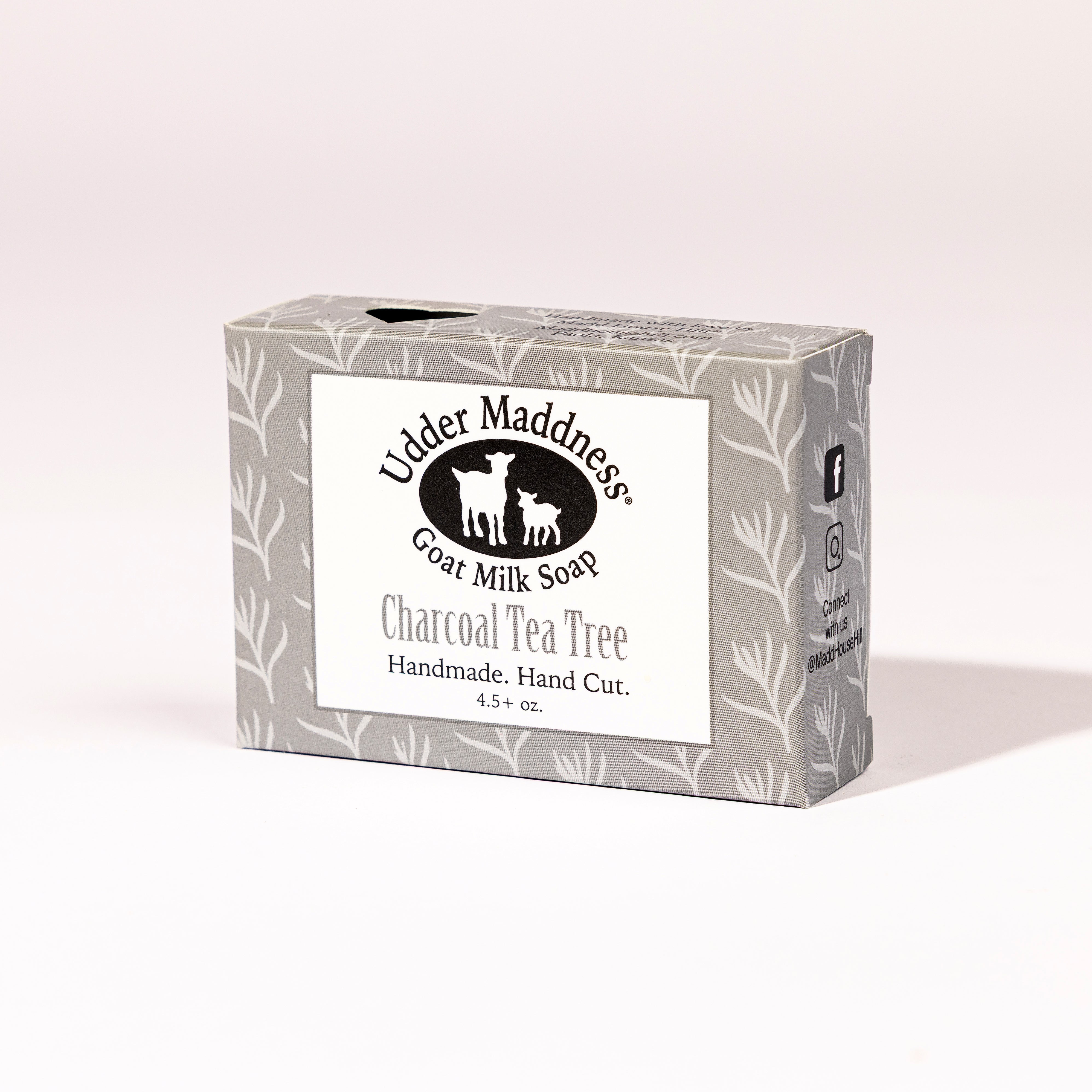 Madd House Hill Udder Maddness Charcoal Tea Tree Goat Milk Soap — handmade hand cut bar with packaging, all-natural goat milk soap, 4.5 oz