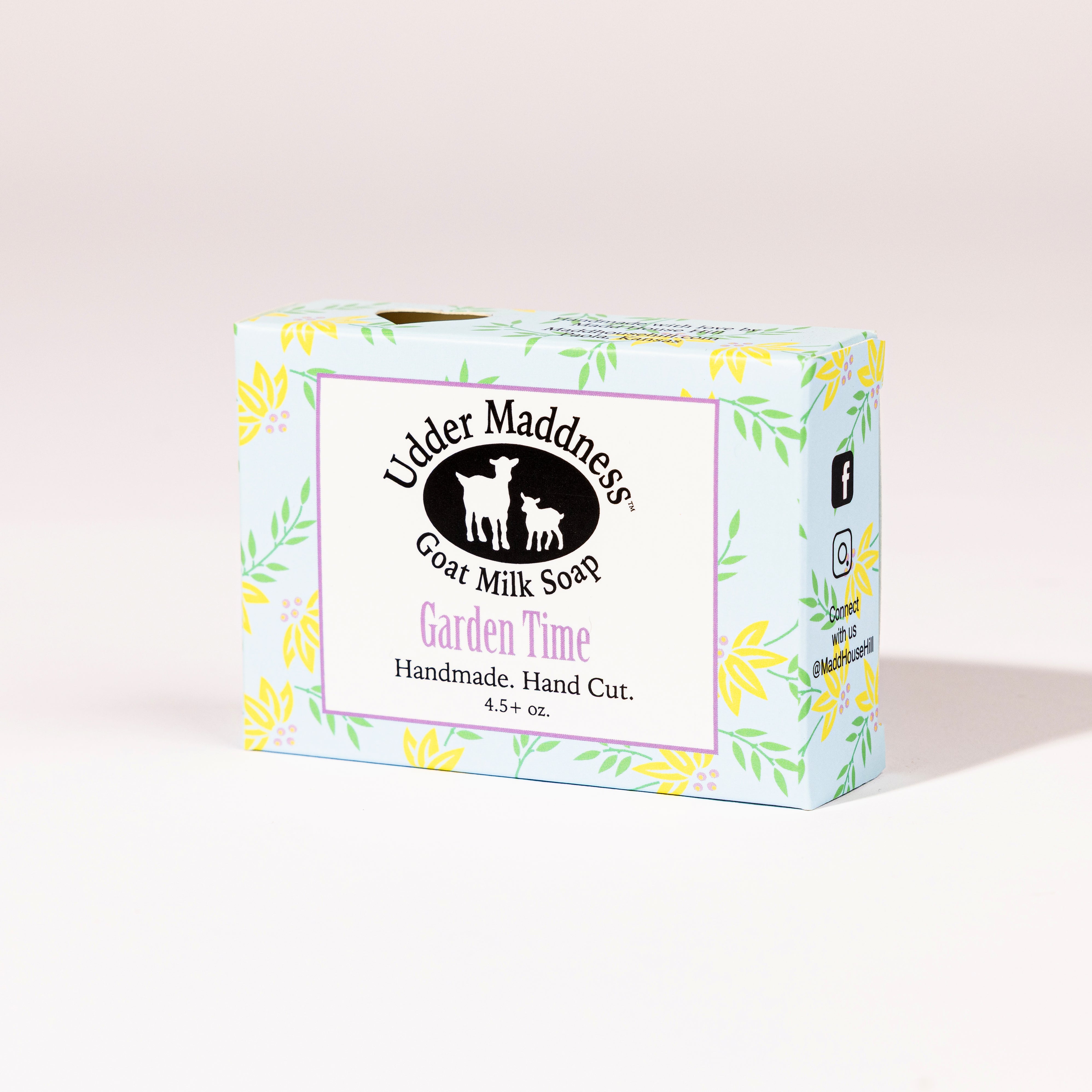 Madd House Hill Udder Maddness Garden Time Goat Milk Soap — handmade hand cut bar in packaging, all-natural goat milk soap, 4.5 oz