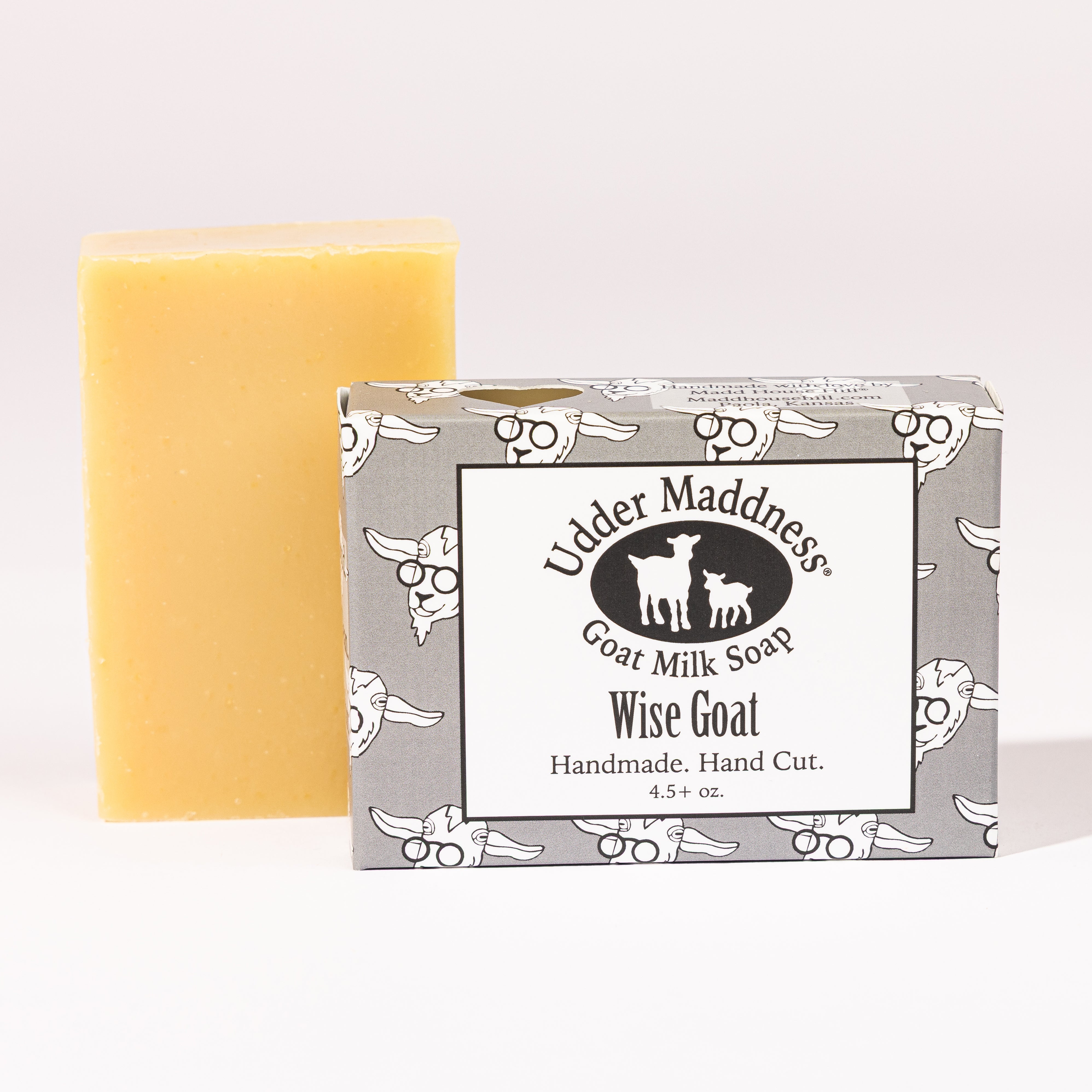 Madd House Hill Udder Maddness Wise Goat Goat Milk Soap — handmade hand cut bar with packaging, all-natural goat milk soap, 4.5 oz