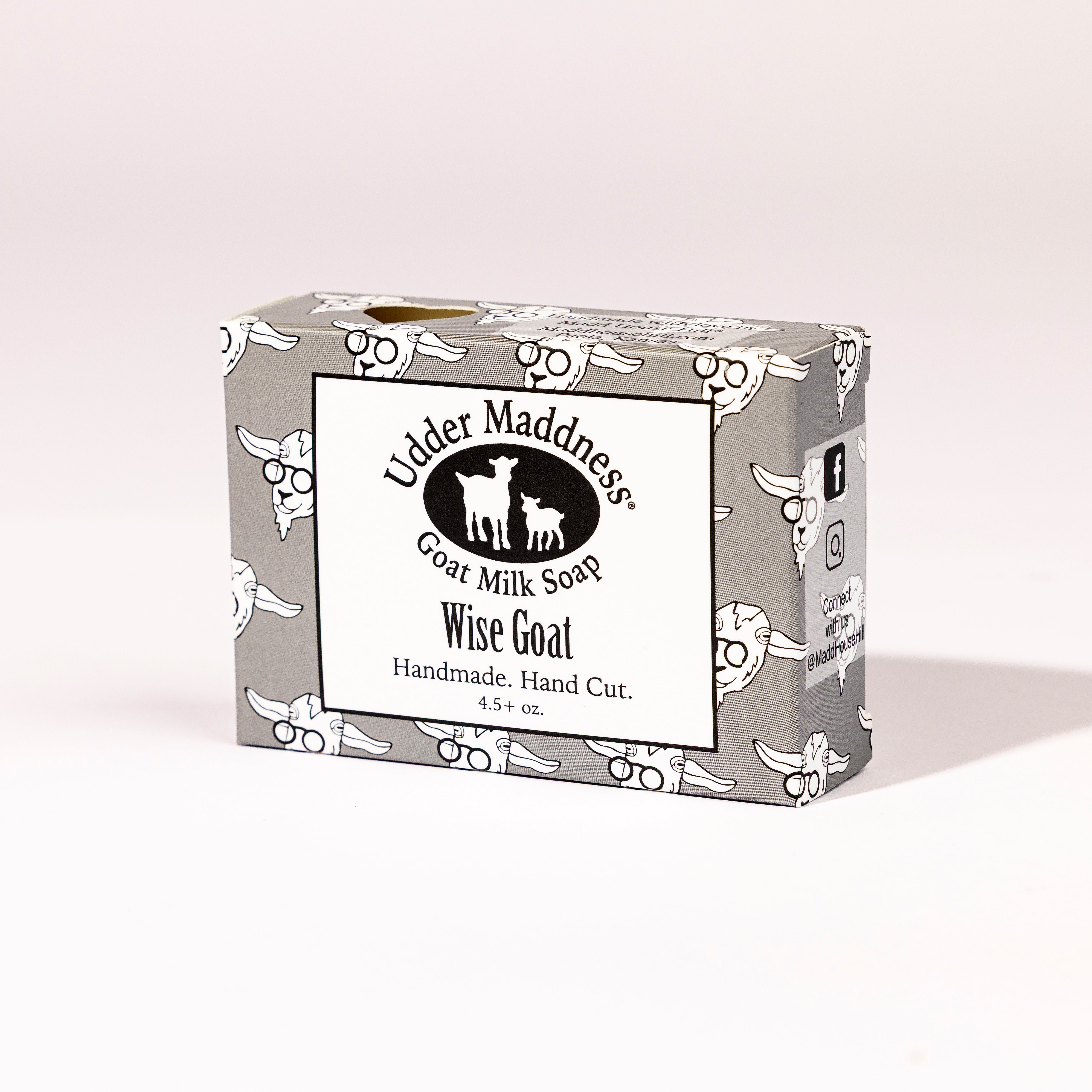 Madd House Hill Udder Maddness Wise Goat Goat Milk Soap — handmade hand cut bar in packaging, all-natural goat milk soap, 4.5 oz