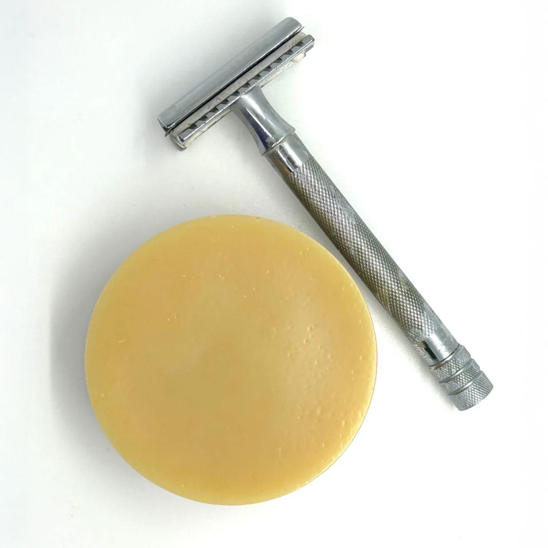 Goat milk shave soap with safety razor natural shaving bar Madd House Hill Udder Maddness