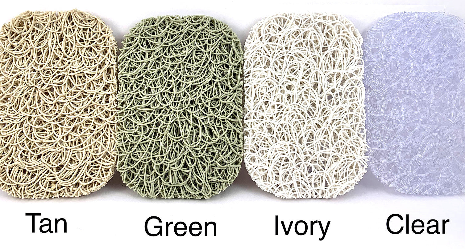 Soap tray in tan, green, ivory, and clear, non slip soap lift