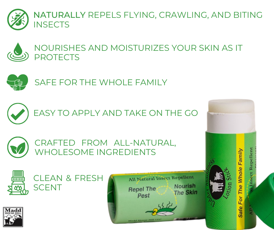 Madd House Hill Udder Maddness All Natural Insect Repellent Lotion Stick — naturally repels insects, nourishes skin, safe for the whole family, easy to apply, all-natural wholesome ingredients